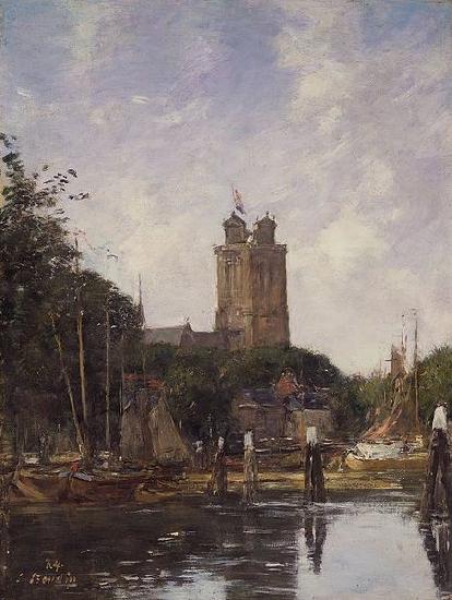 Eugene Boudin Dordrecht the Grote Kerk from the Canal oil painting image